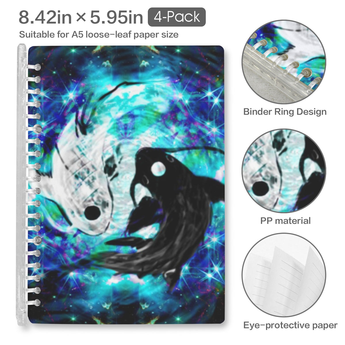 Katerina's Now & Forever Koi Desires Loose-Leaf Notebooks ( Cover Print, 4-Pack ) | Ships from USA