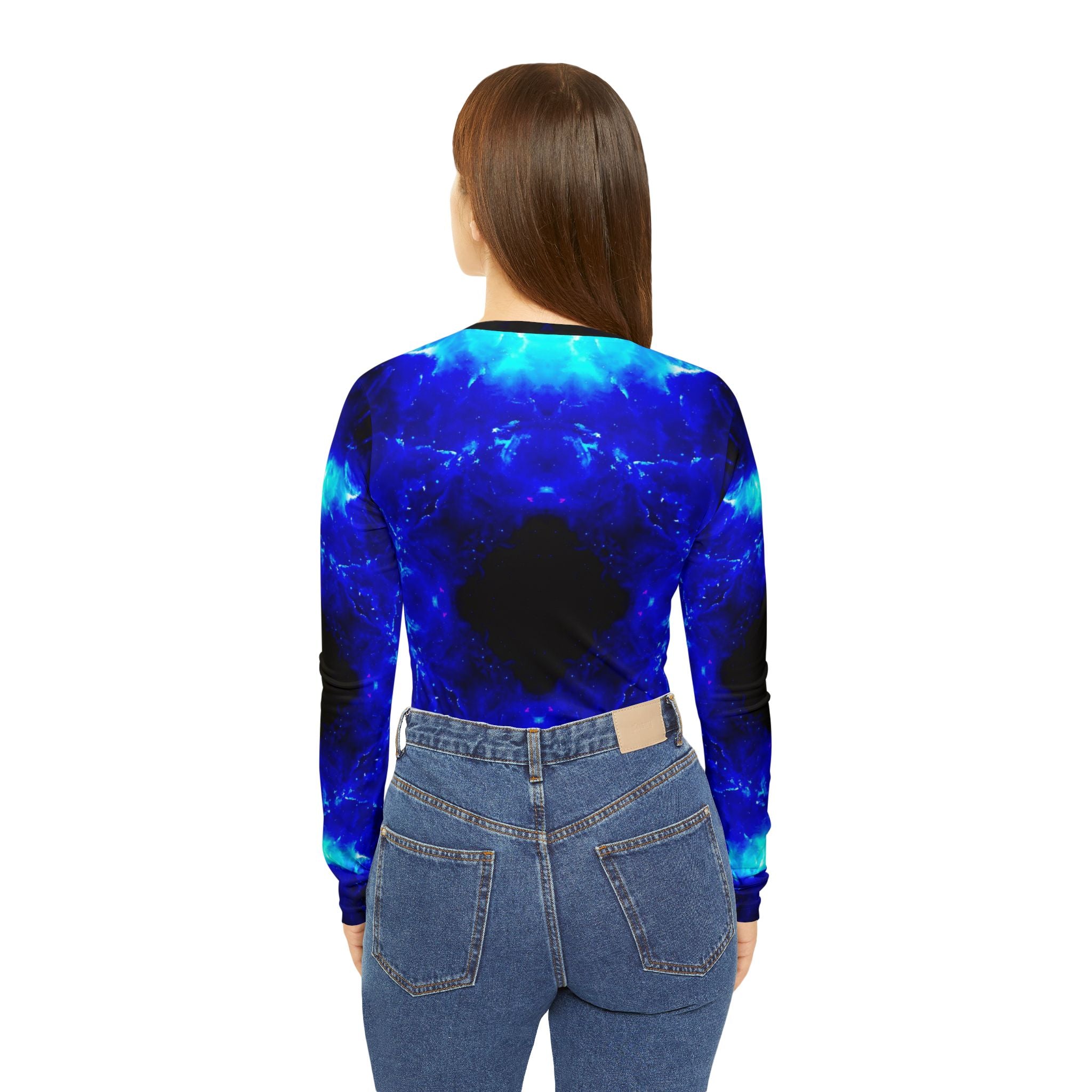 Amen Jin's Blue Flame Desires Long Sleeve V-neck Shirt