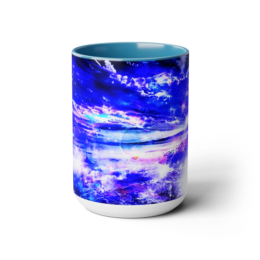 Amethyst Sapphire Dancing Sea Dreams Two-Tone Coffee Mugs, 15oz