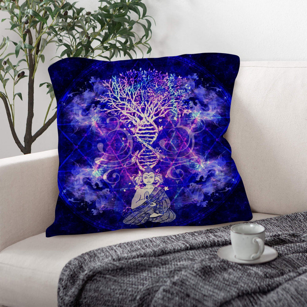 Katerina’s Dragon's Eye Desires Buddha Meditations Linen Throw Pillow 18" x 18" ( 1 Piece ) | Ships from USA