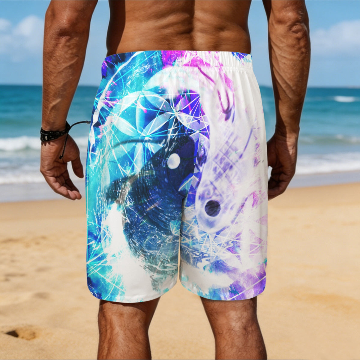 Creation's Koi Meditations Men's All Over Print Beach Shorts (Sets 26) | Ships from USA