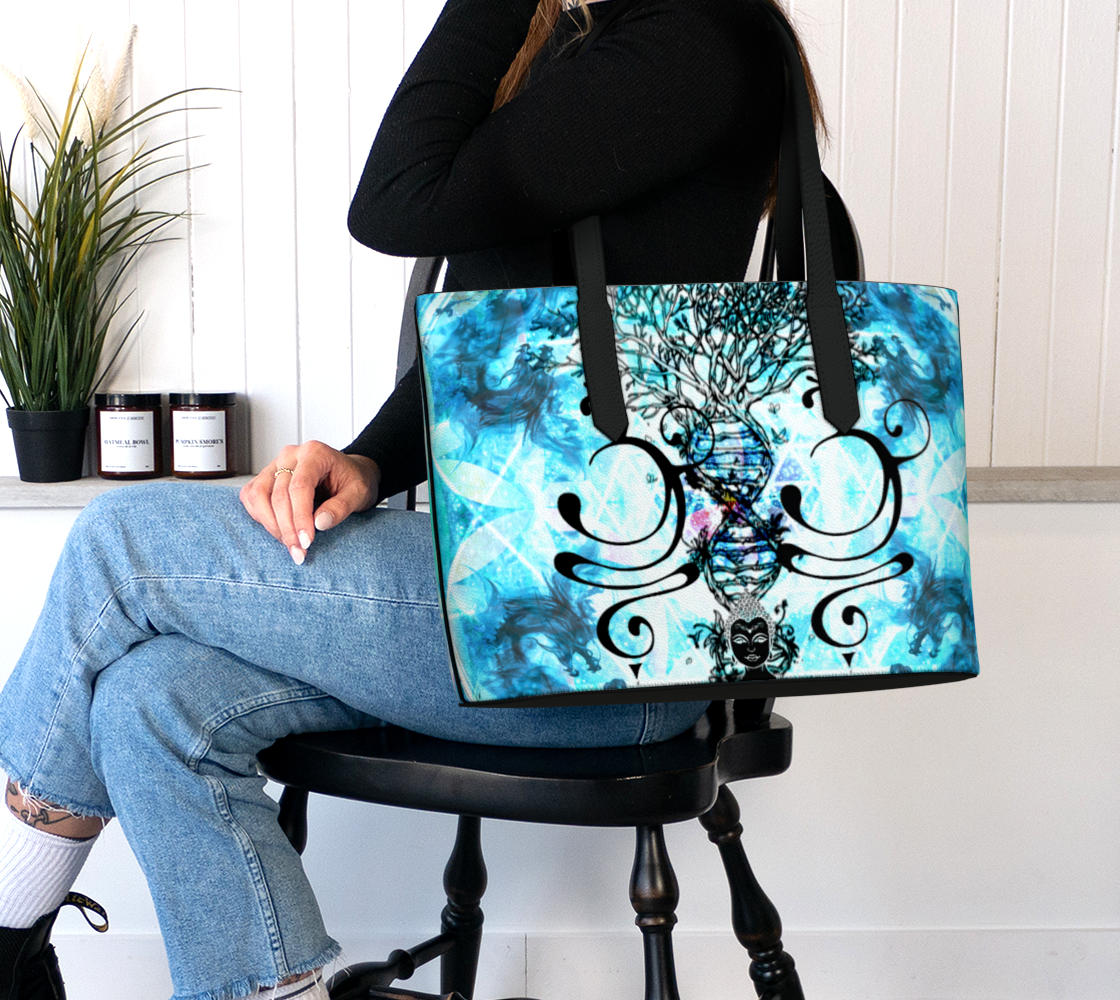 Amen Jin's all the White Horses Desires Buddha Meditations Vegan Leather Tote