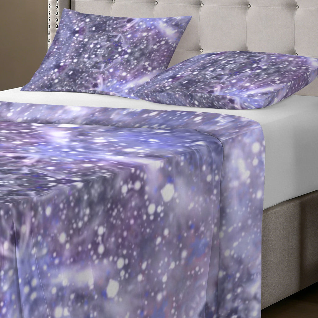 Katerina's Lilac Star Desires 3-Piece Bedding Set (Bed Sheet + Pillowcases)  | Ships from USA