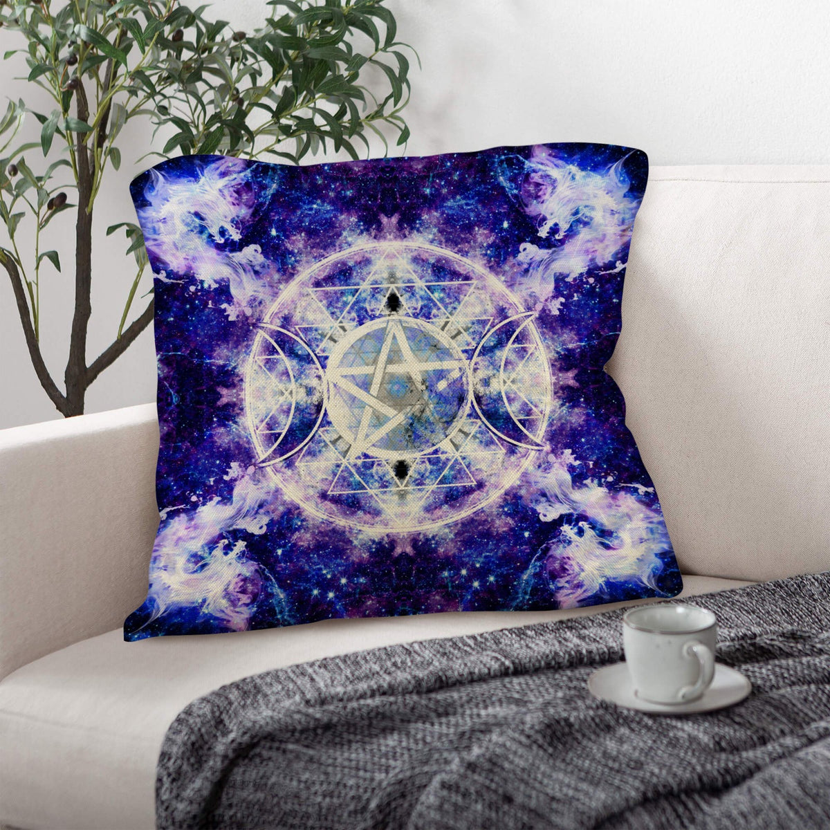 Amen Jin's Katerina's Dracularian Dragoness Triple Goddess Meditations Linen Throw Pillow 18" x 18" ( 1 Piece ) | Ships from USA
