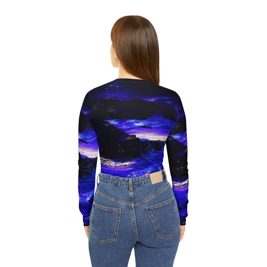 Amethyst Sapphire Somewhere on the Indian Ocean Dreams Women's Long Sleeve V-neck Shirt