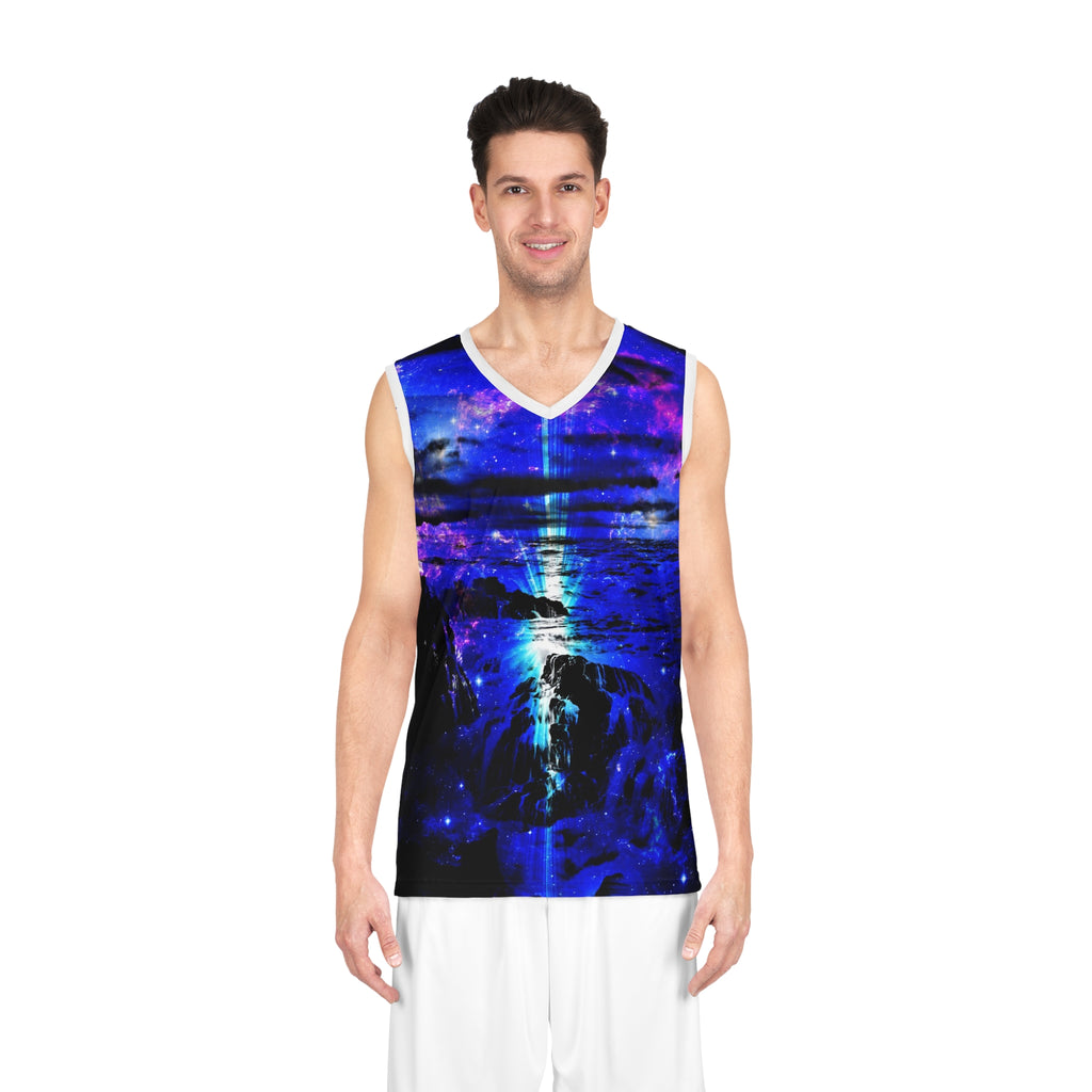 Iridescent Cosmic Falls Dreams Basketball Jersey