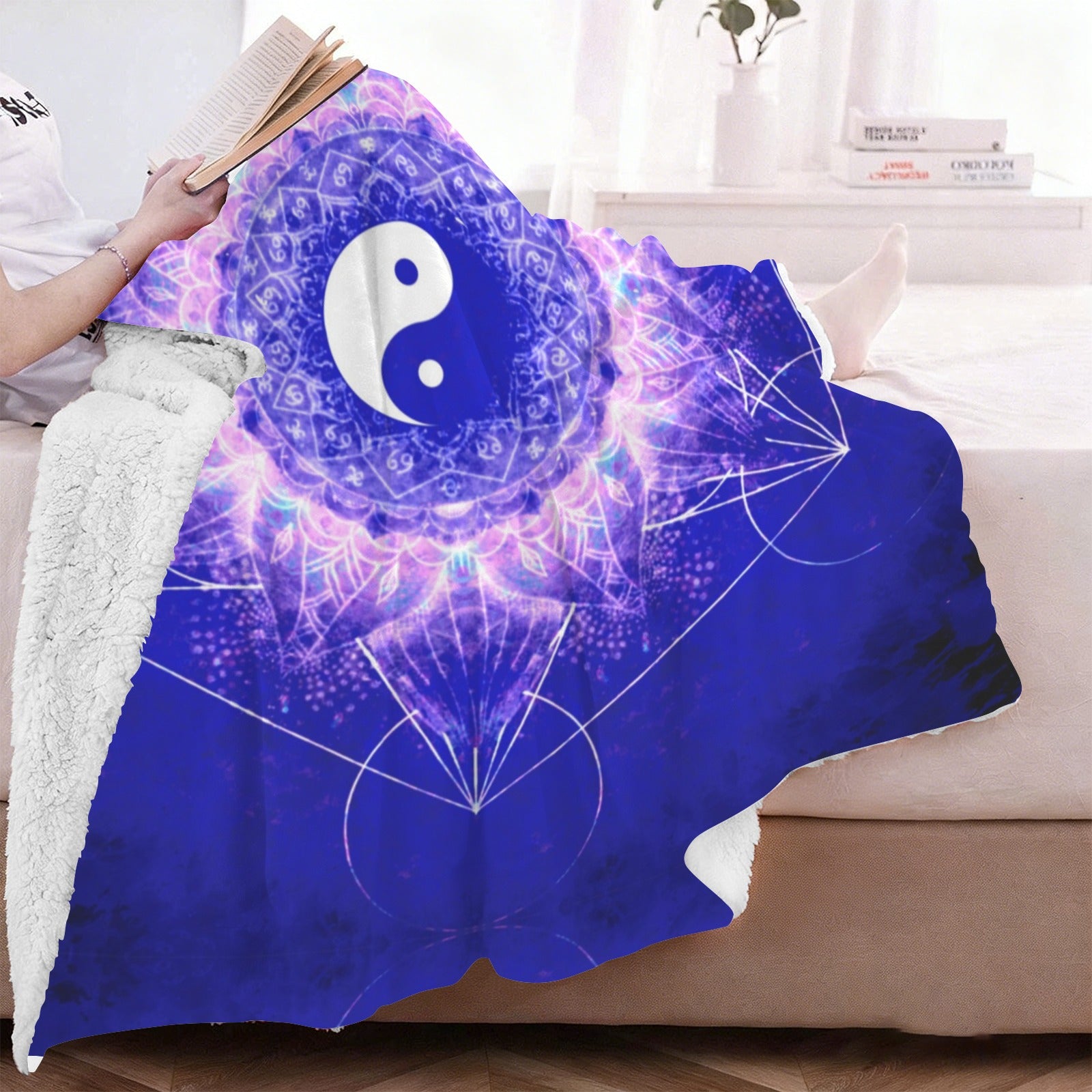 Katerina's Uncertainty in Time & Space Yin Yang Meditations Sherpa Fleece Blanket 60" x 80" | Ships from USA