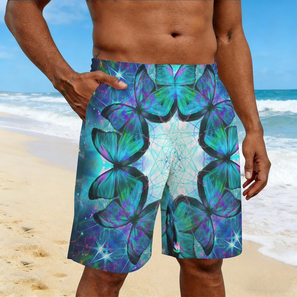 Katerina's Now & Forever Metamorphosis Meditations Men's All Over Print Beach Shorts (Sets 26) | Ships from USA