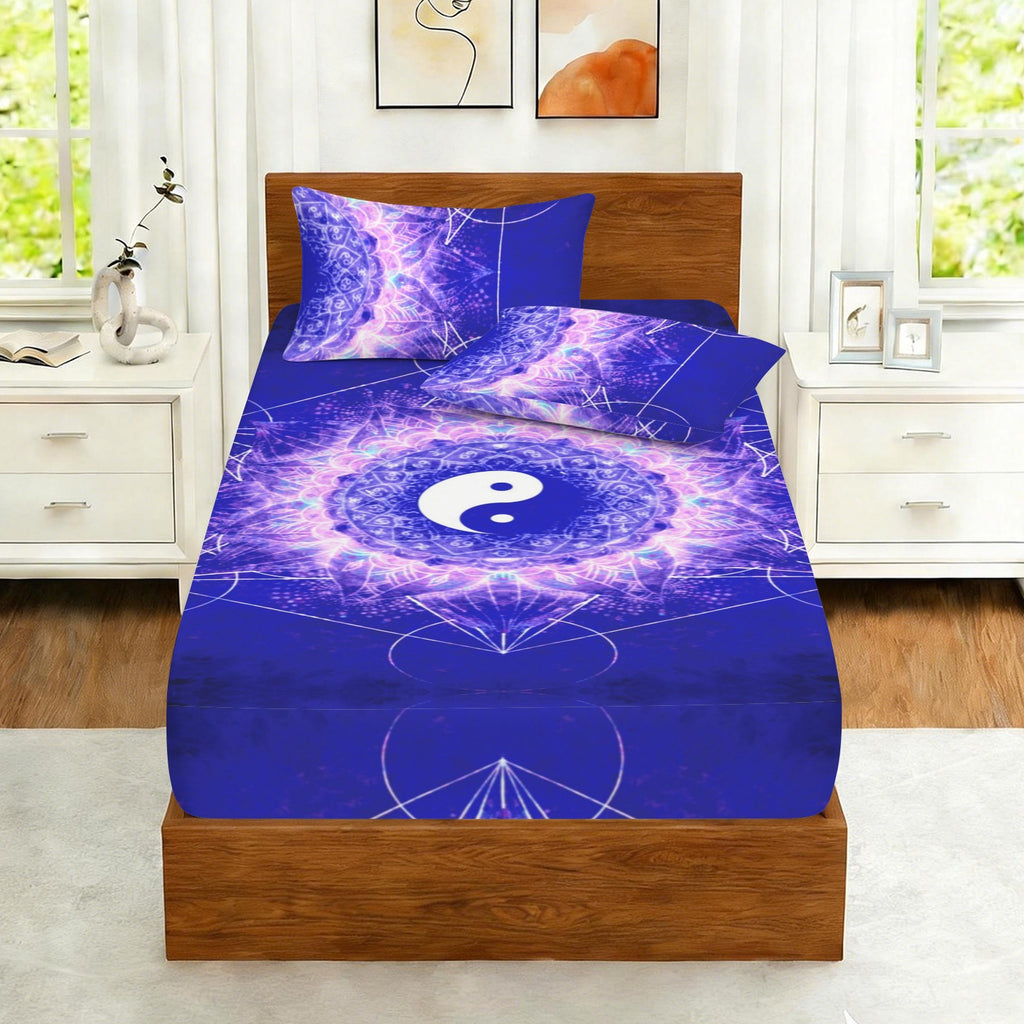 Katerina's Uncertainty in Time & Space Yin Yang Meditations Twin Bedding Set (Fitted Sheet + Pillowcases) | Ships from USA