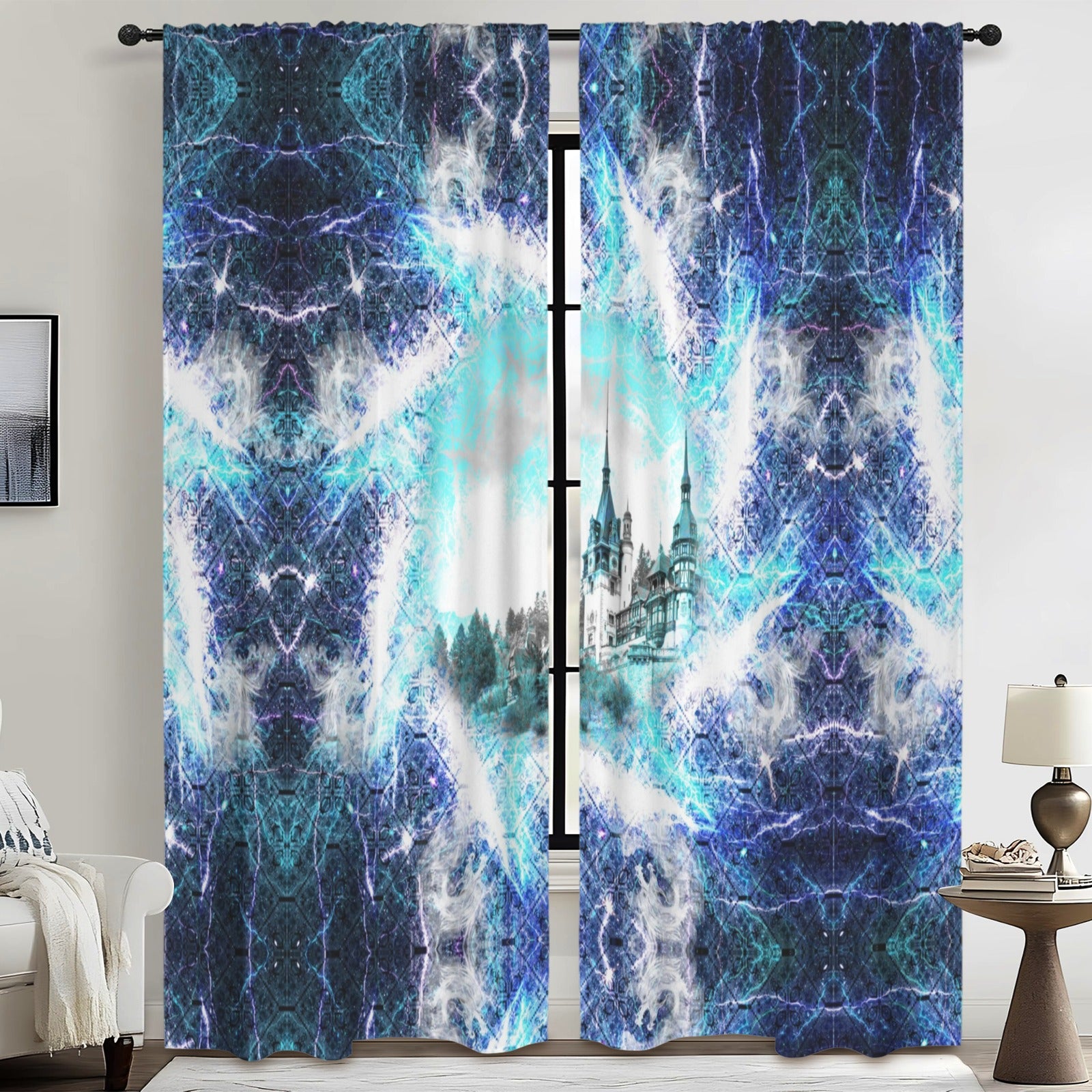 Katerina's Electric Dragon Fire Desires Dragoness Dreams Floor-To-Ceiling Curtain 52x84inch | Ships from USA