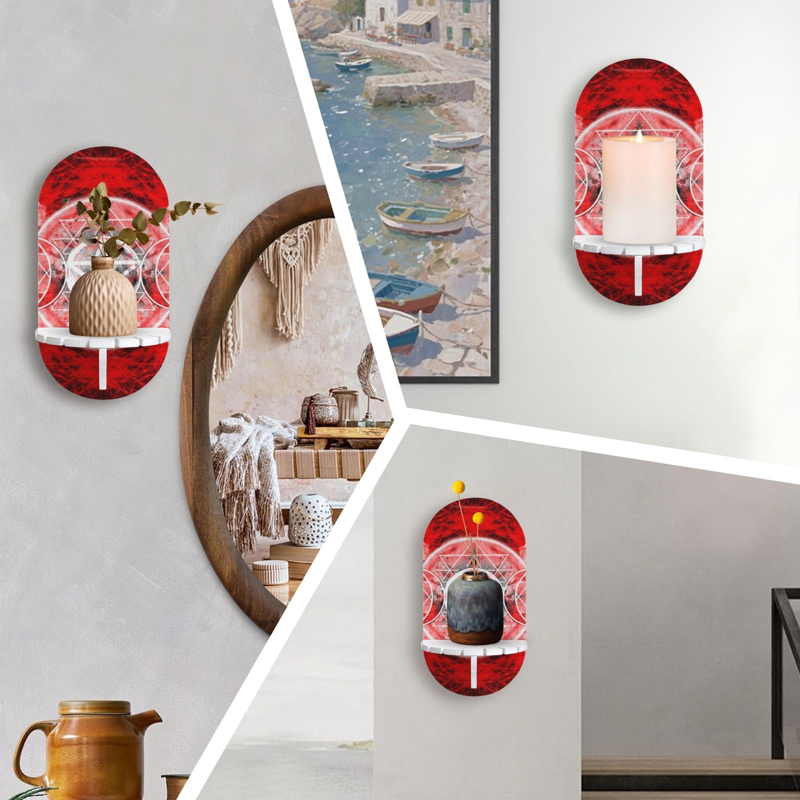 Katerina's Waiting for Hello Triple Goddess Meditations Wall Mounted Candle Holder | Ships from USA