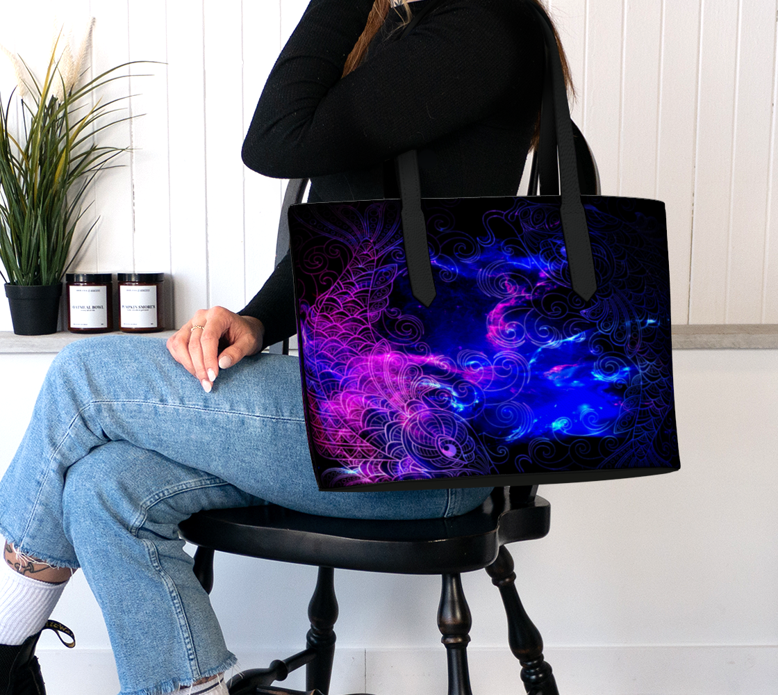 Amethyst Koi Dreams Vegan Leather Tote Bag