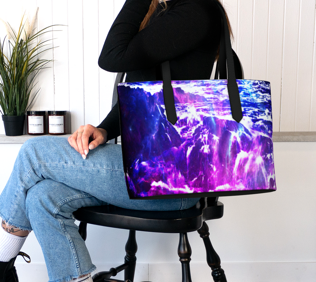 Amethyst Cosmic Falls Dreams Vegan Leather Tote Bag