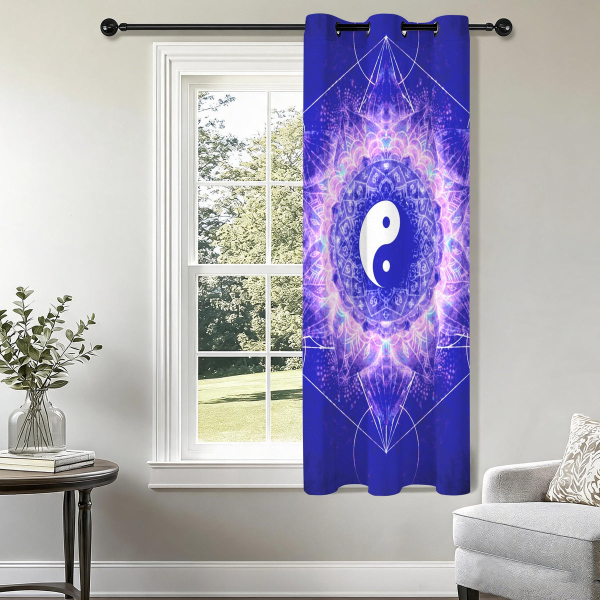 Katerina's Uncertainty in Time & Space Yin Yang Meditations Grommet Curtain 42" x 63" ( 1 Piece ) | Ships from USA