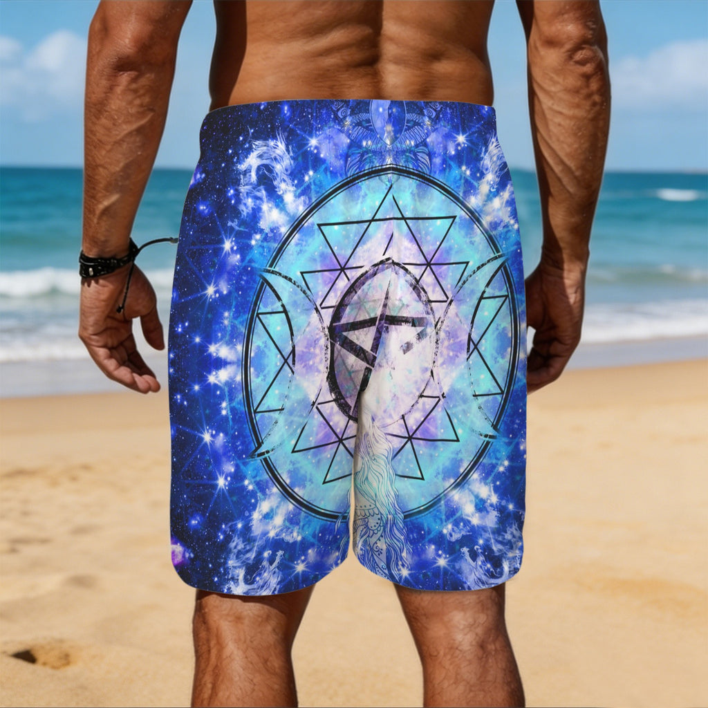 Amen Jin's Katerina's Eros & Psyche Magickal Awakening Meditations Men's All Over Print Beach Shorts (Sets 26) | Ships from USA