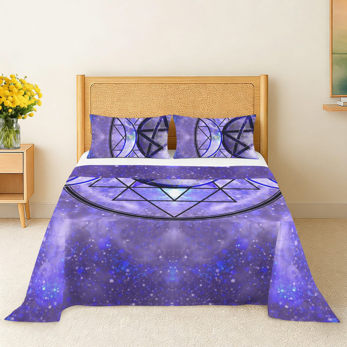 Katerina's Triple Goddess Magickal Desires 3-Piece Bedding Set (Bed Sheet + Pillowcases)  | Ships from USA