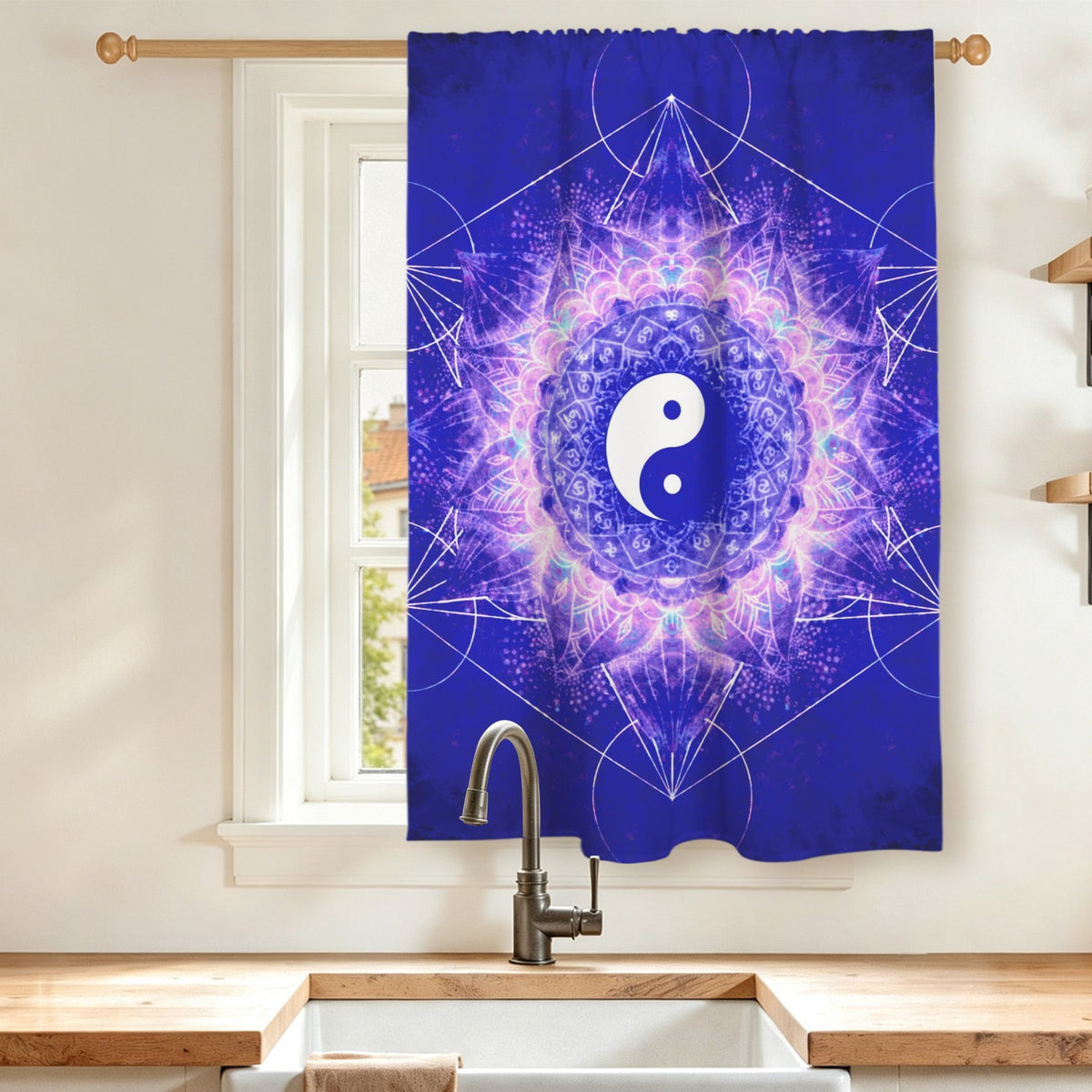 Katerina's Uncertainty in Time & Space Yin Yang Meditations Window Curtain 27.6" x 39.4" ( 1 Piece ) | Ships from USA
