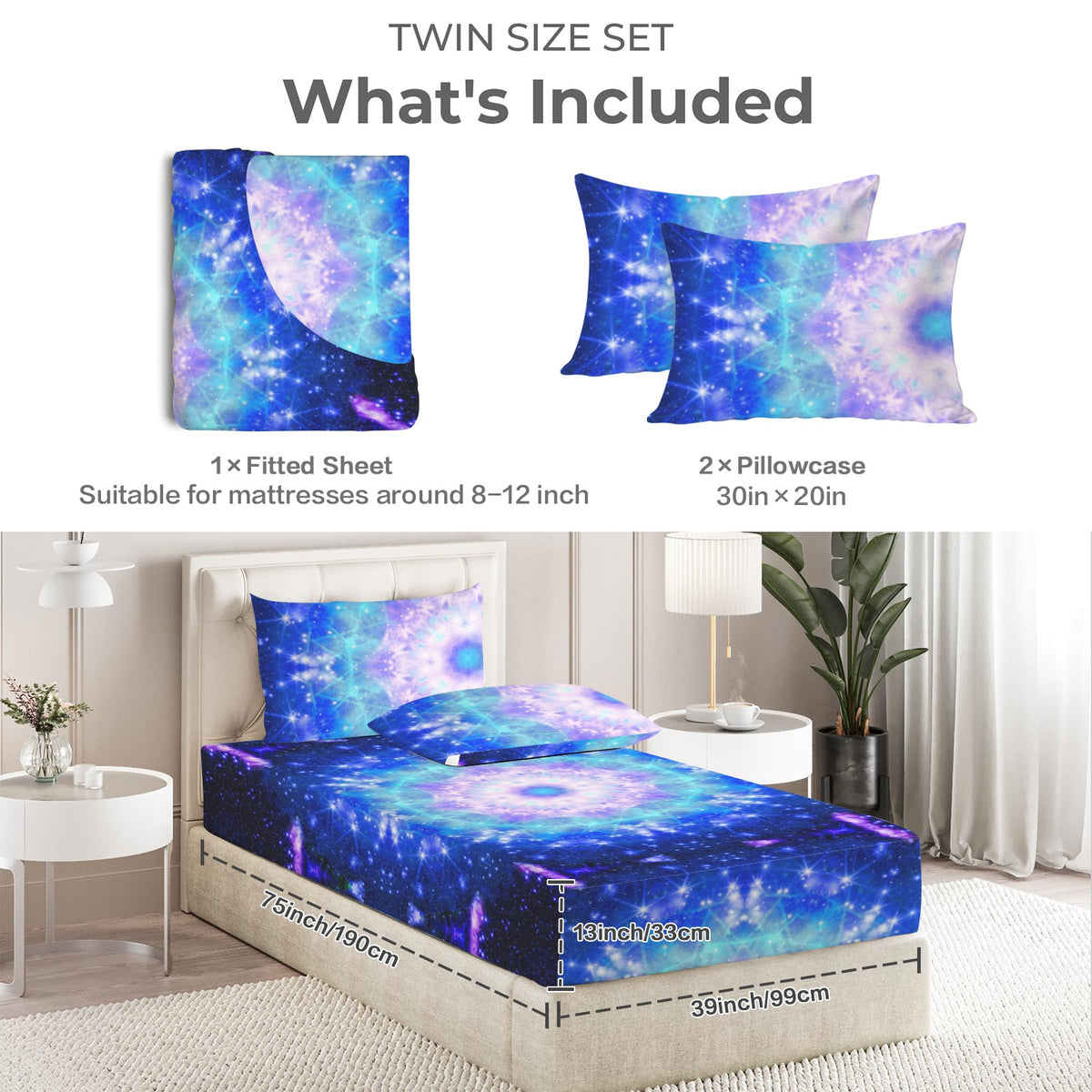 Amen Jin's Katerina's Eros & Psyche Desires Twin Bedding Set (Fitted Sheet + Pillowcases) | Ships from USA