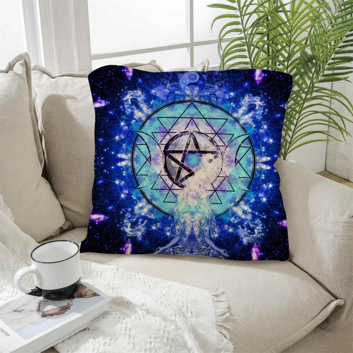 Amen Jin's Katerina's Eros & Psyche Magickal Awakening Meditations Linen Throw Pillow 18" x 18" ( 1 Piece ) | Ships from USA