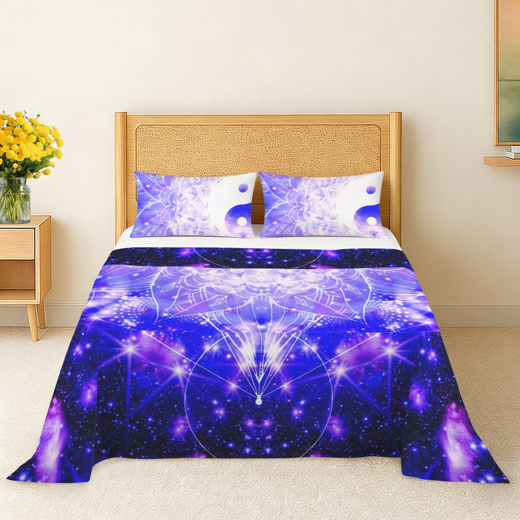 Katerina's Psyche Yin Yang Meditations 3-Piece Bedding Set (Bed Sheet + Pillowcases)  | Ships from USA