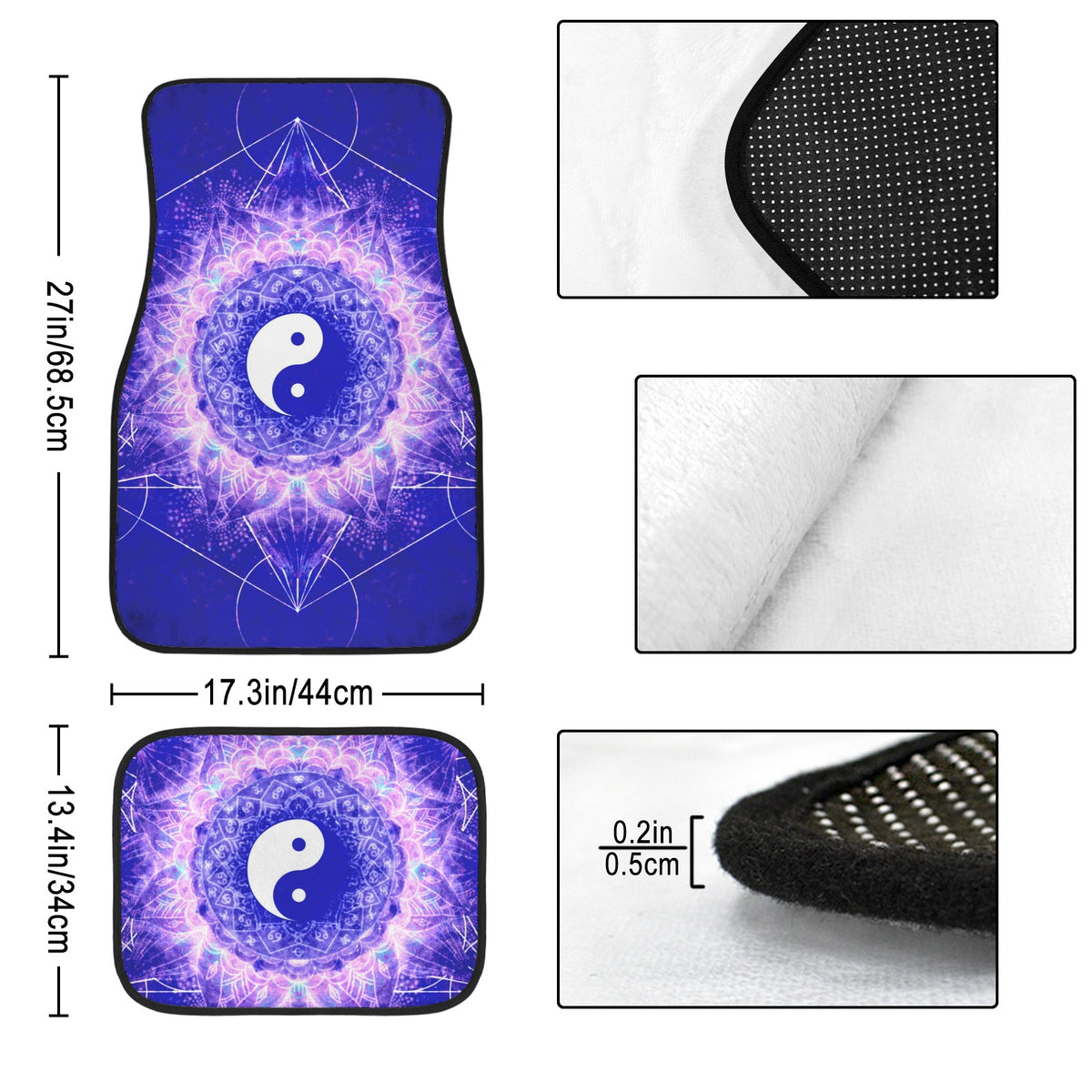 Katerina's Uncertanty in Time & Space Yin Yang Meditations 4-Piece Car Floor Mats （Customized Separately）| Ships from USA
