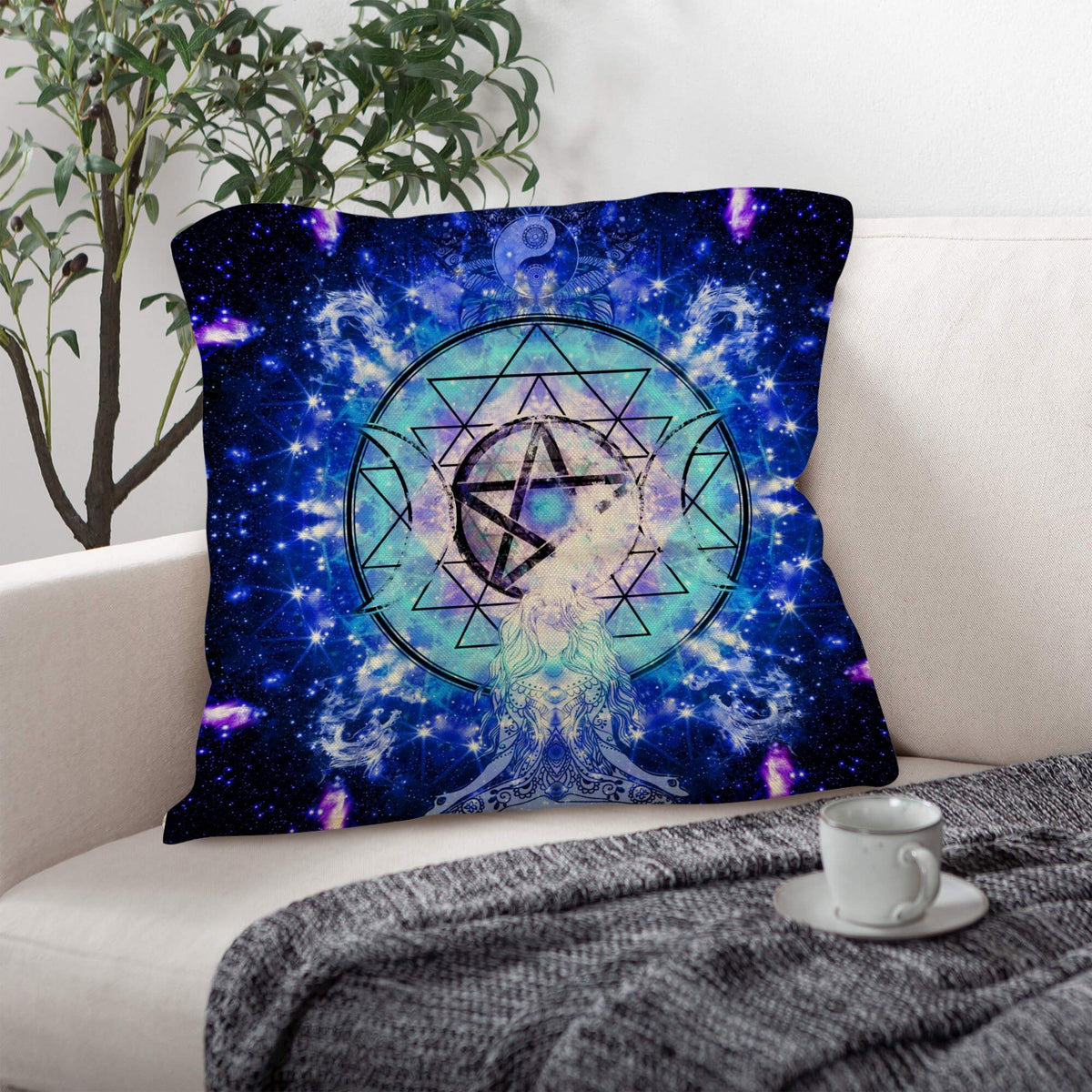 Amen Jin's Katerina's Eros & Psyche Magickal Awakening Meditations Linen Throw Pillow 18" x 18" ( 1 Piece ) | Ships from USA