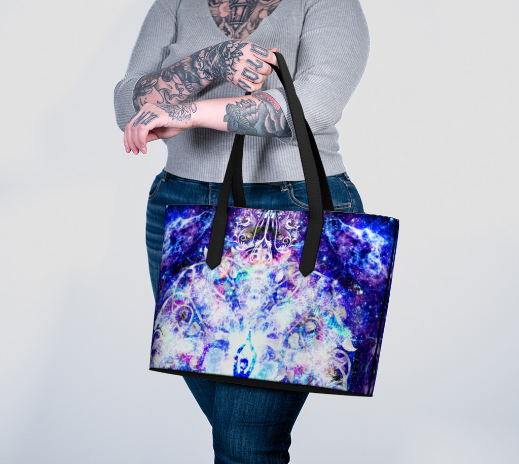 Amen Jin's Katerina's Dracularian Dragoness Namaste Desires Celtic Meditations Vegan Leather Tote Bag