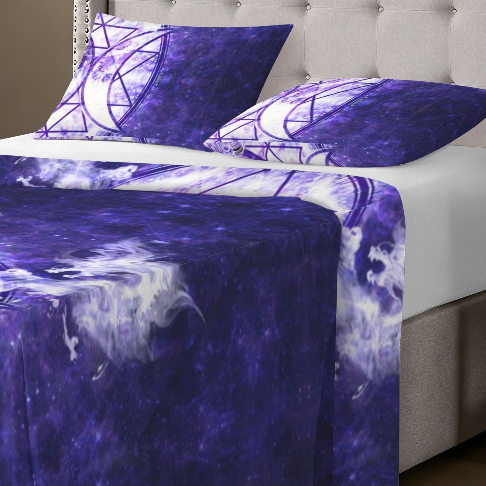 Katerina's Dragon's Eye Magickal Awakening Meditations 3-Piece Bedding Set (Bed Sheet + Pillowcases)  | Ships from USA
