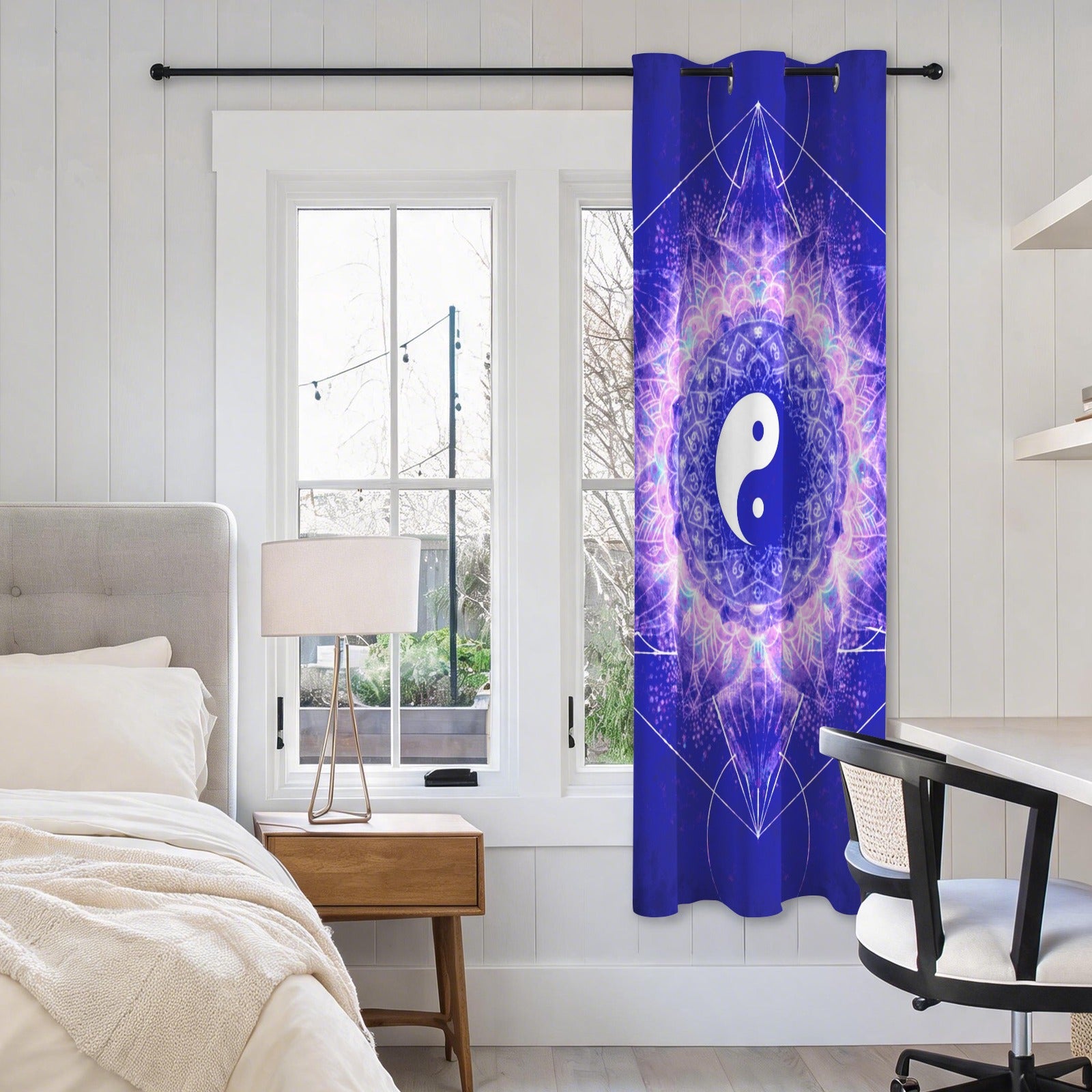 Katerina's Uncertainty in Time & Space Yin Yang Meditations Grommet Curtain 42" x 63" ( 1 Piece ) | Ships from USA