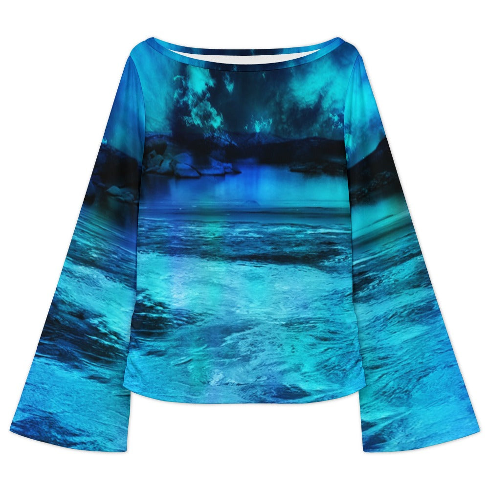 Dancing Lights Dreams Women's Boat Neck Bell Sleeve T-shirt