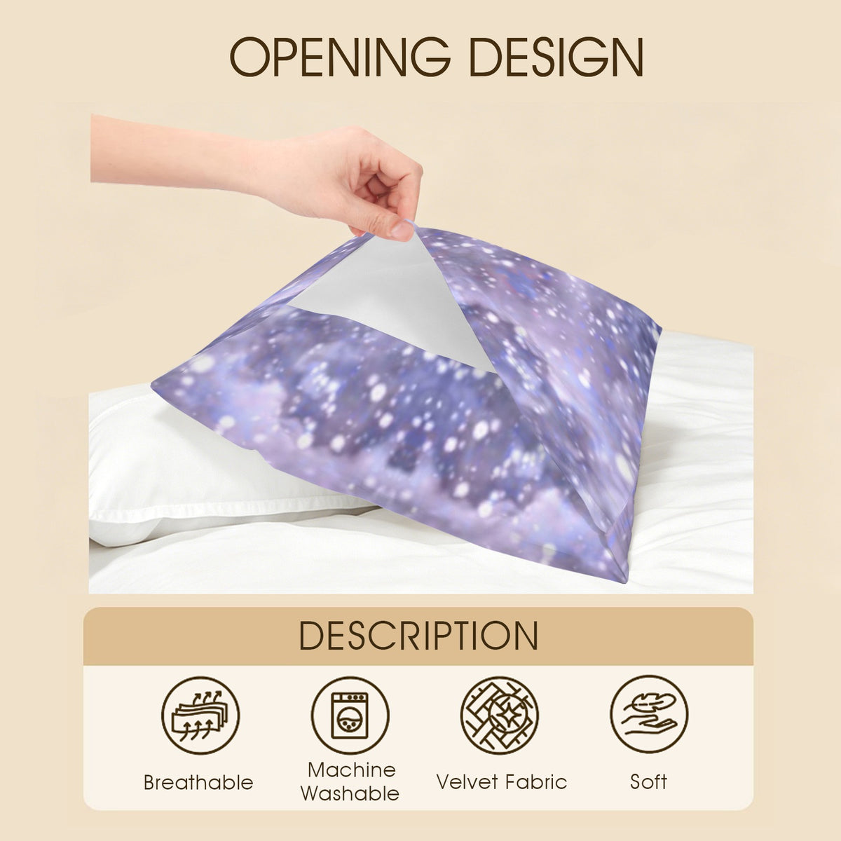 Katerina's Lilac Star Desires Pillow Case 36" x 20"  | Ships from USA