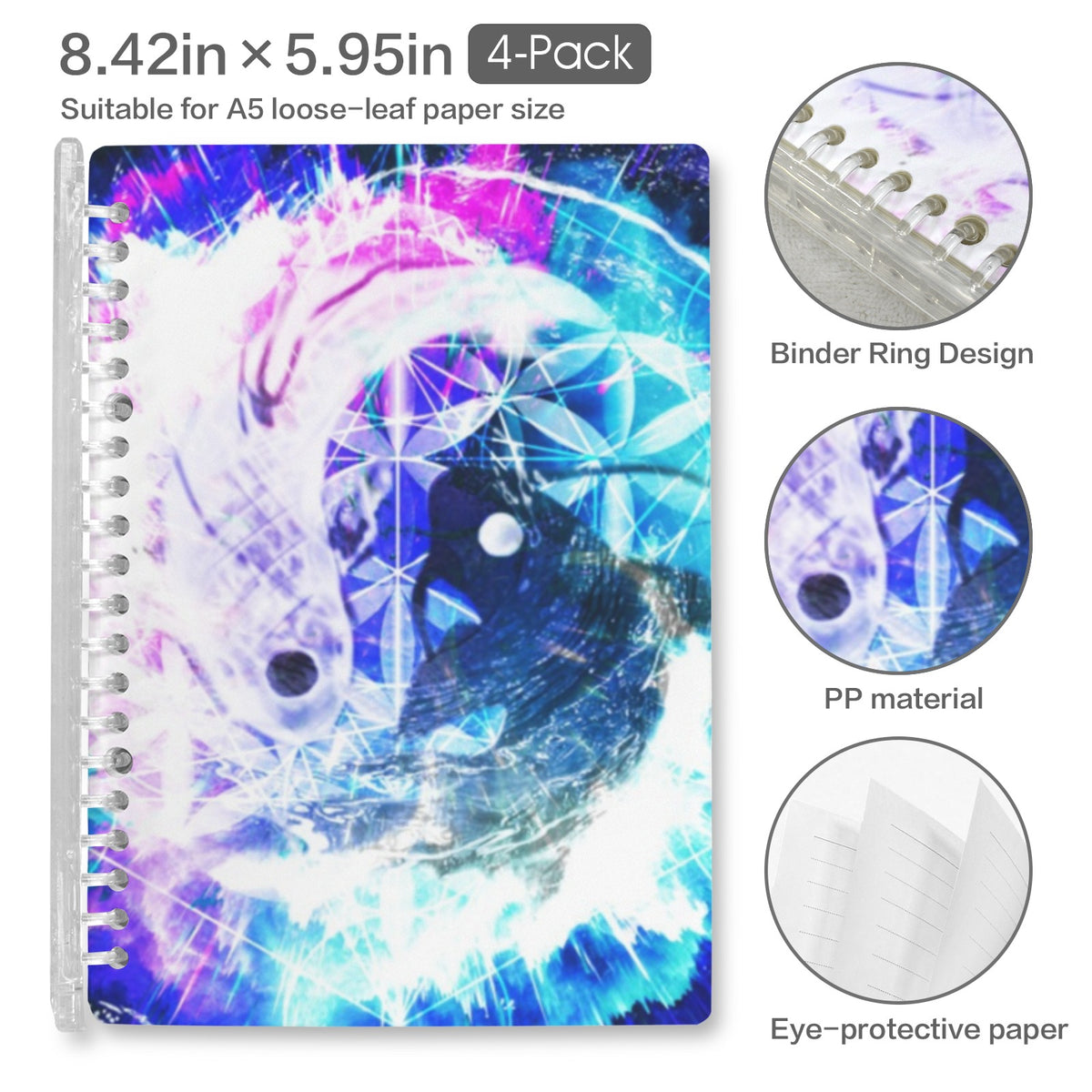 Creation's Koi Meditations Loose-Leaf Notebooks ( Cover Print, 4-Pack ) | Ships from USA
