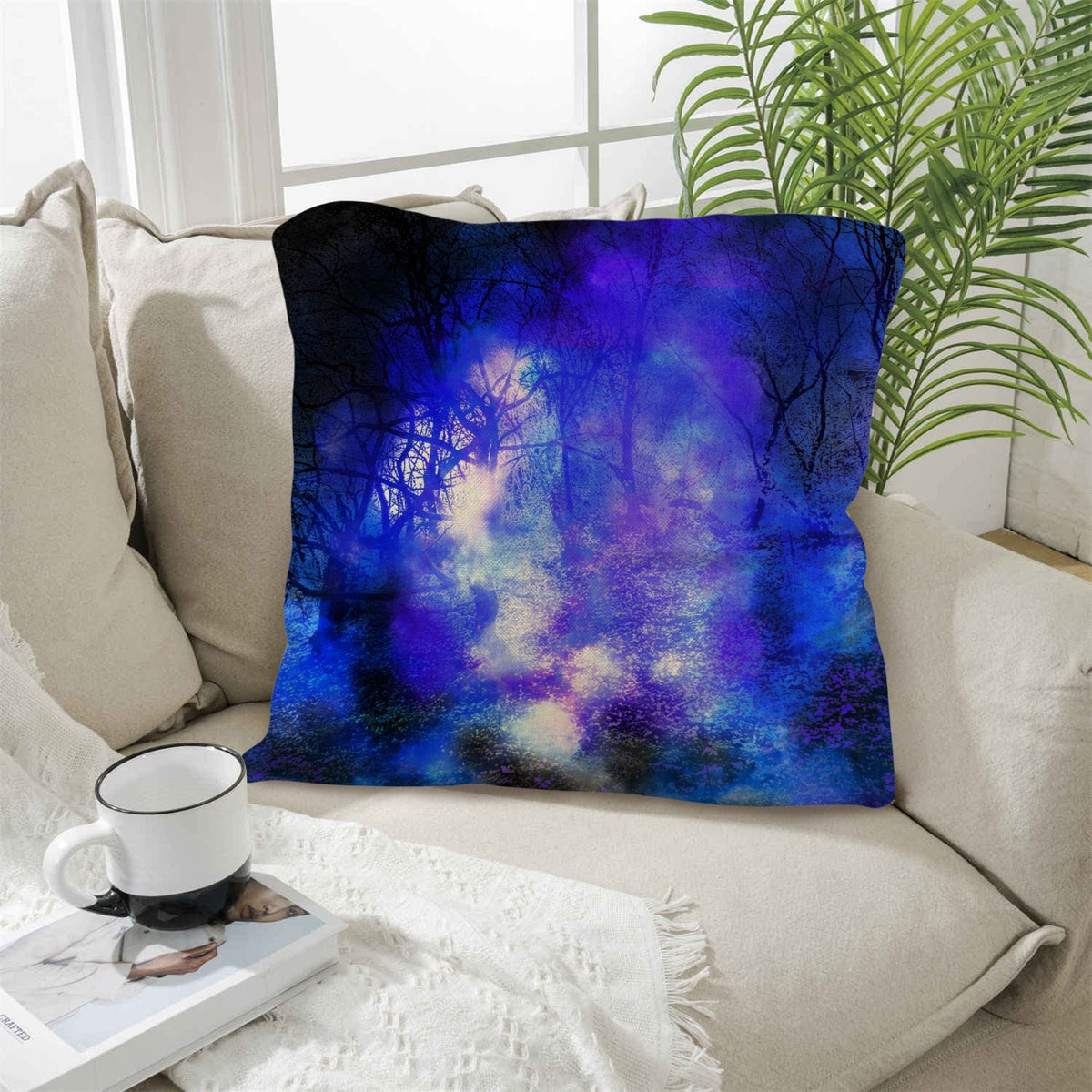 Katerina's Transylvanian Night Dreams Linen Throw Pillow 18" x 18" ( 1 Piece ) | Ships from USA