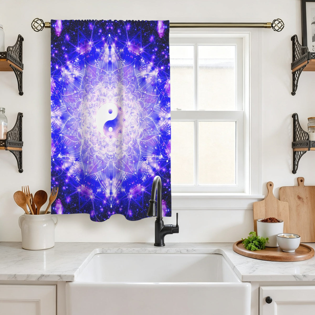 Katerina's Psyche Yin Yang Meditations Window Curtain 27.6" x 39.4" ( 1 Piece ) | Ships from USA