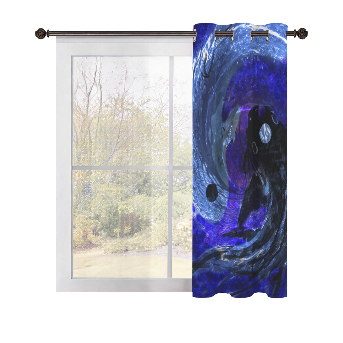 Katerina's Dragon's Eye Koi Desires Grommet Curtain 42" x 63" ( 1 Piece ) | Ships from USA
