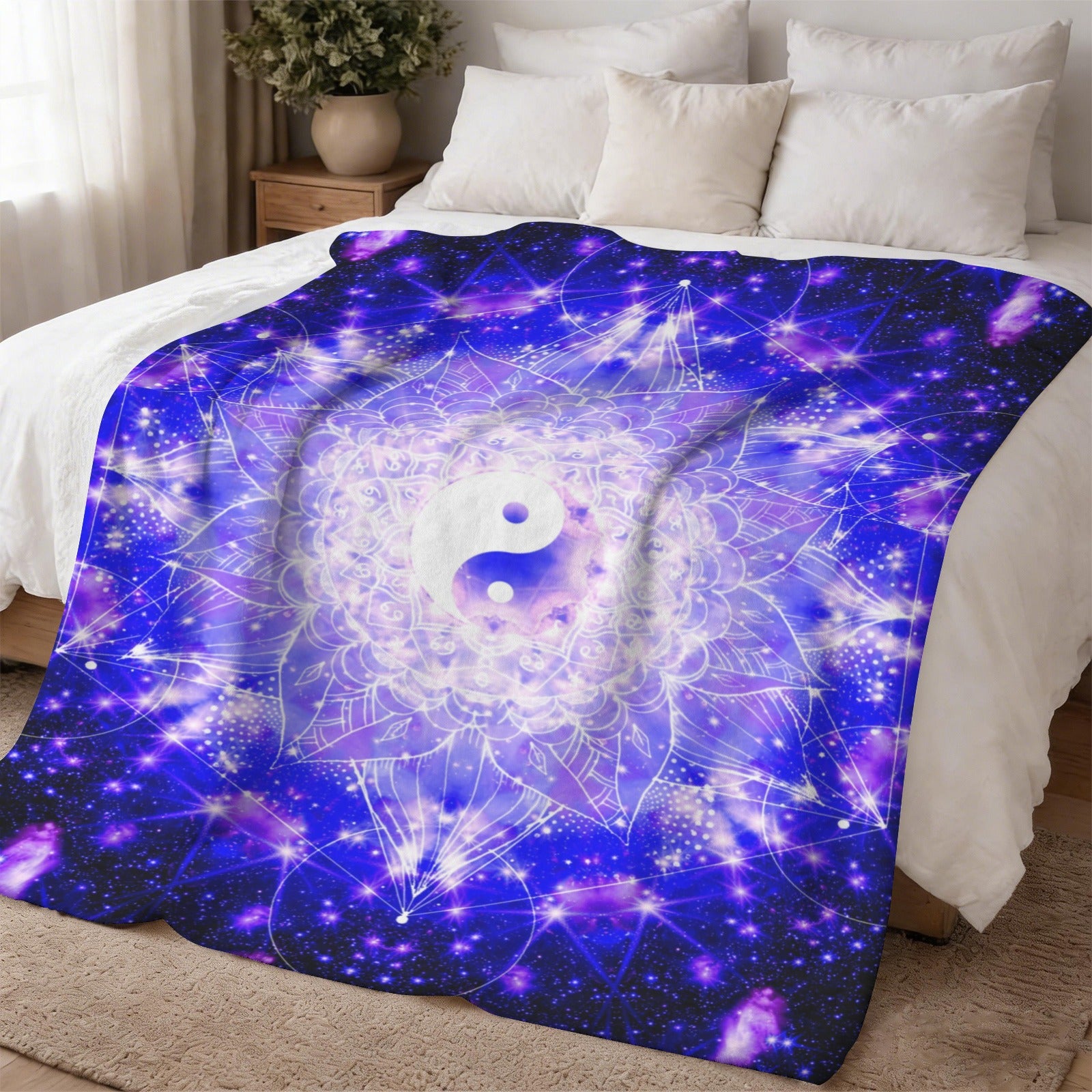 Katerina's Psyche Yin Yang Meditations Sherpa Fleece Blanket 60" x 80" | Ships from USA