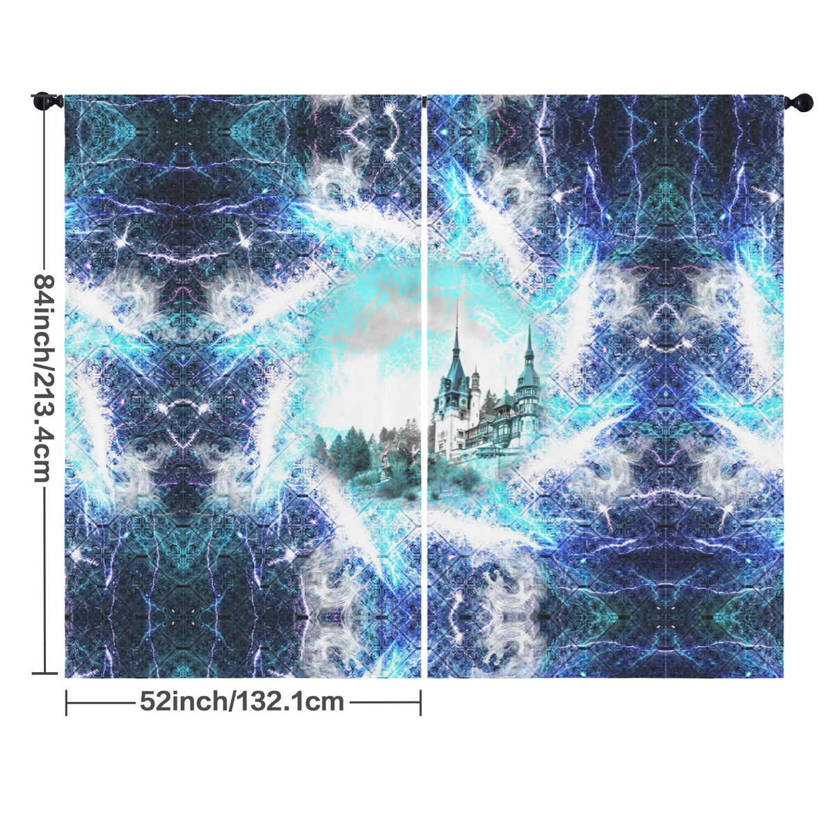 Katerina's Electric Dragon Fire Desires Dragoness Dreams Floor-To-Ceiling Curtain 52x84inch | Ships from USA