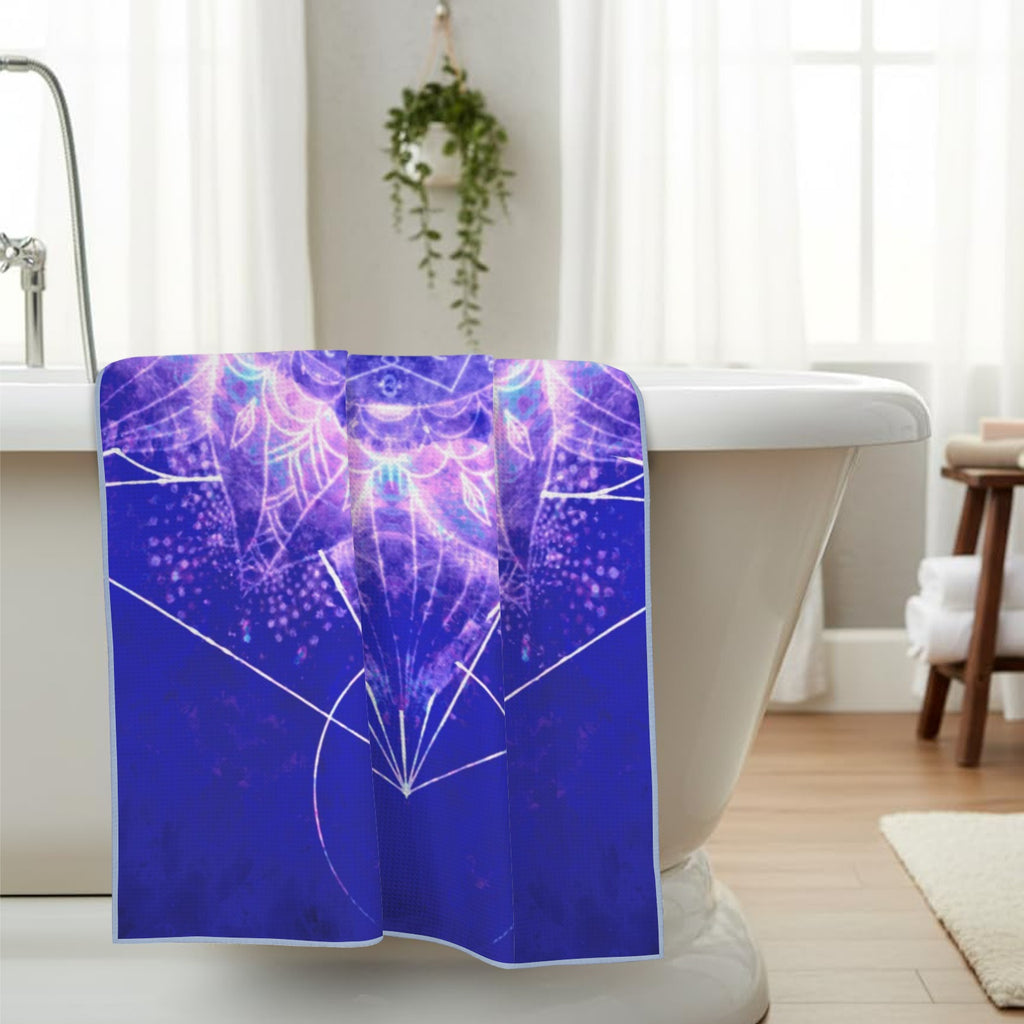Katerina's Uncertainty in Time & Space Yin Yang Meditations Waffle Weave Bath Towel 29" x 58" | Ships from USA