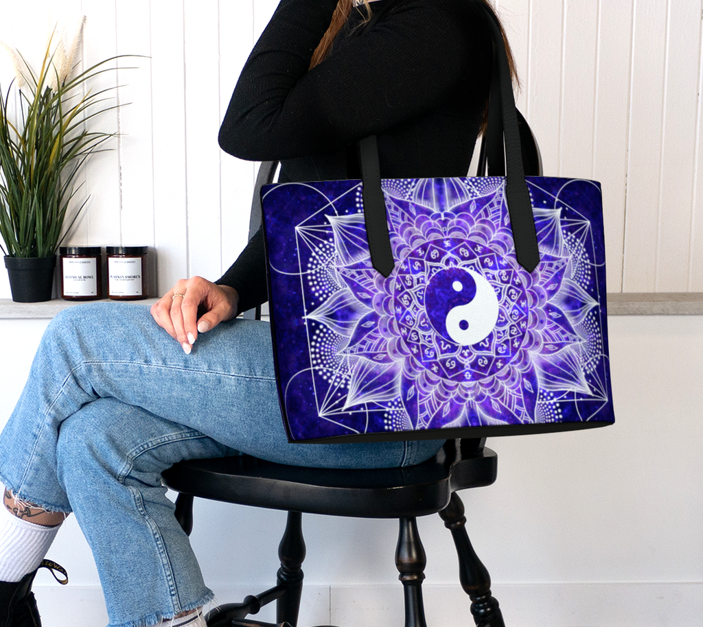 Katerina's Dragon's Eye Desires Yin Yang Meditations Vegan Leather Tote Bag