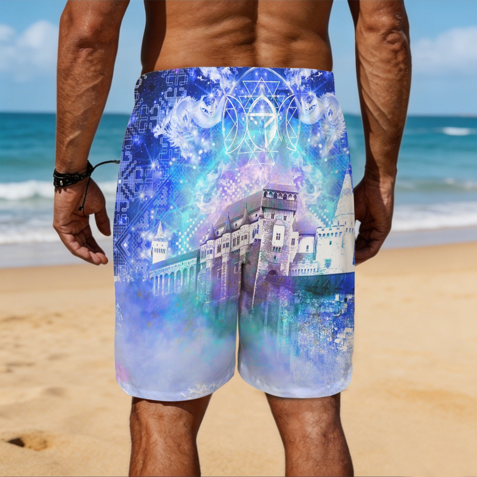 Amen Jin's Katerina's Eros & Psyche Dracularian Meditations Men's All Over Print Beach Shorts (Sets 26) | Ships from USA
