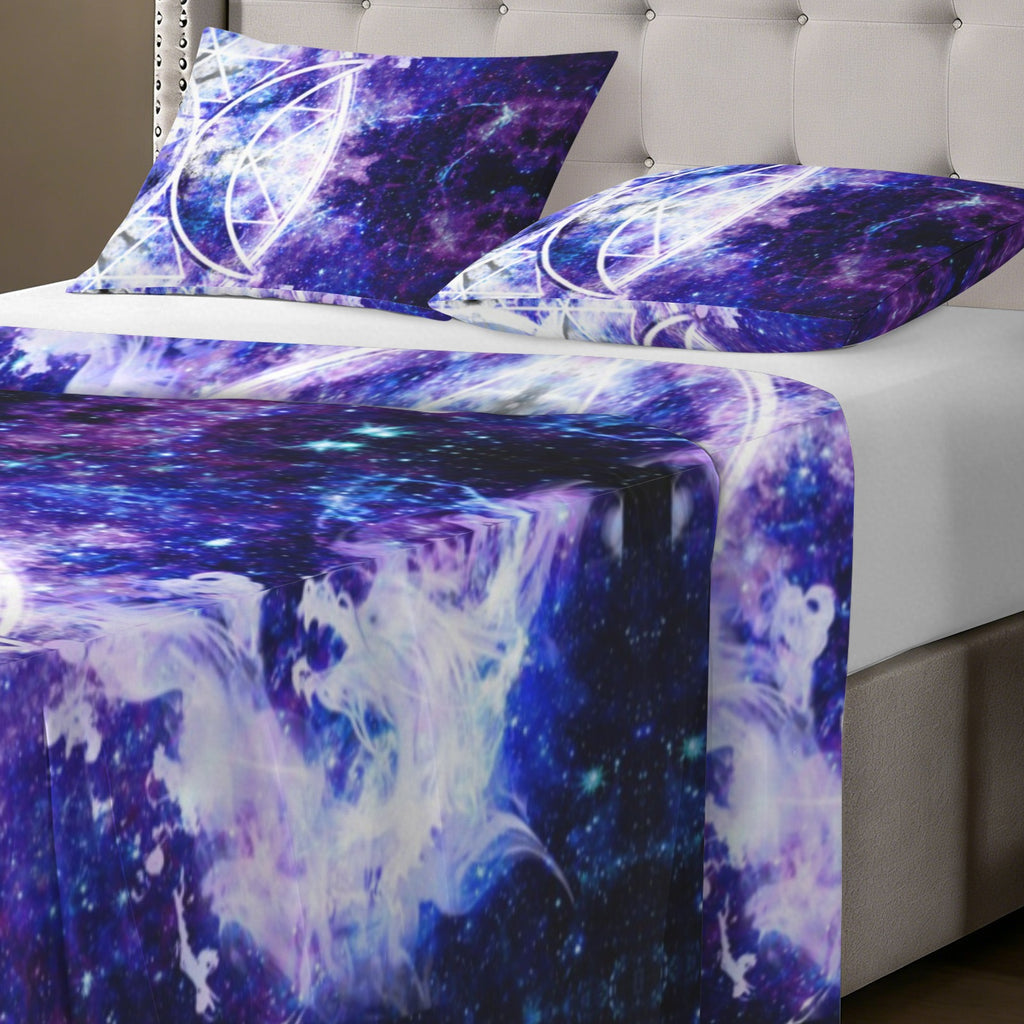Amen Jin's Katerina's Dracularian Dragoness Triple Goddess Meditations 3-Piece Bedding Set (Bed Sheet + Pillowcases)  | Ships from USA