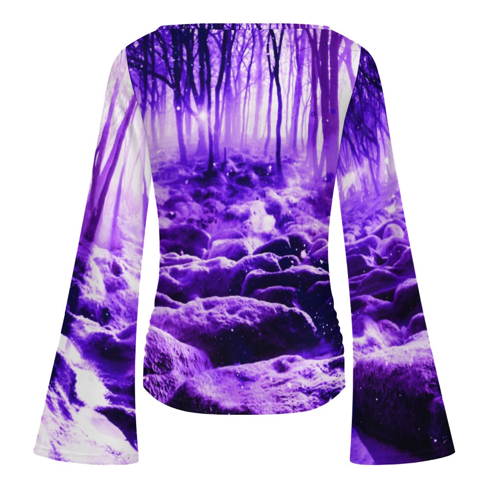 Clearing in the Forest Dreams Women's Boat Neck Bell Sleeve T-shirt