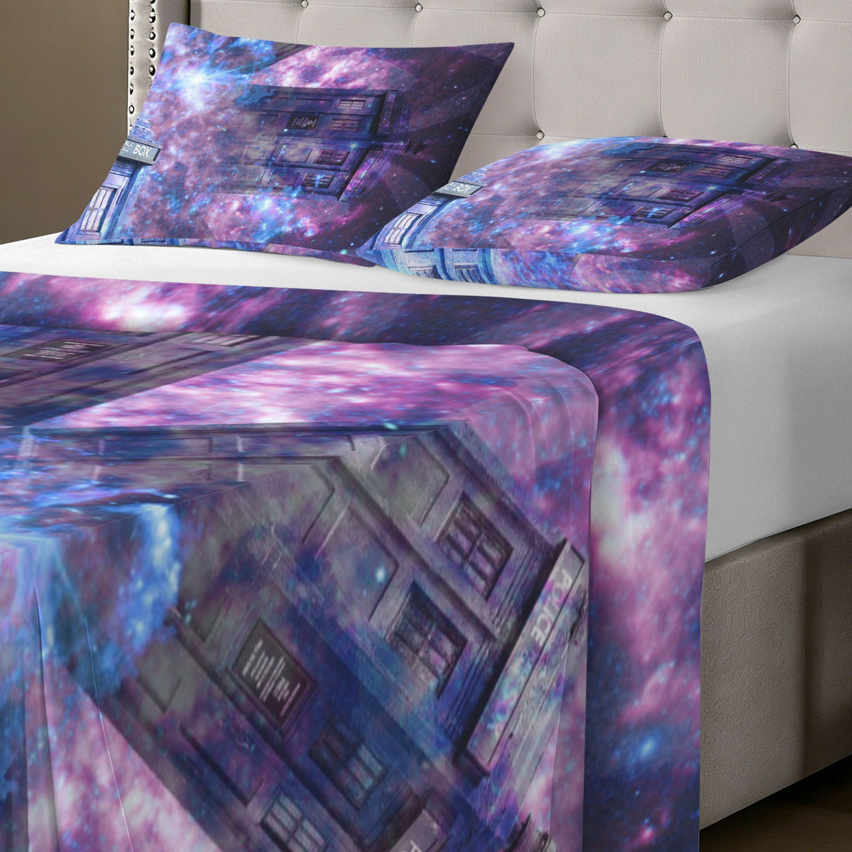 Katerina's Through Time & Space Doctor Desires 3-Piece Bedding Set (Bed Sheet + Pillowcases)  | Ships from USA