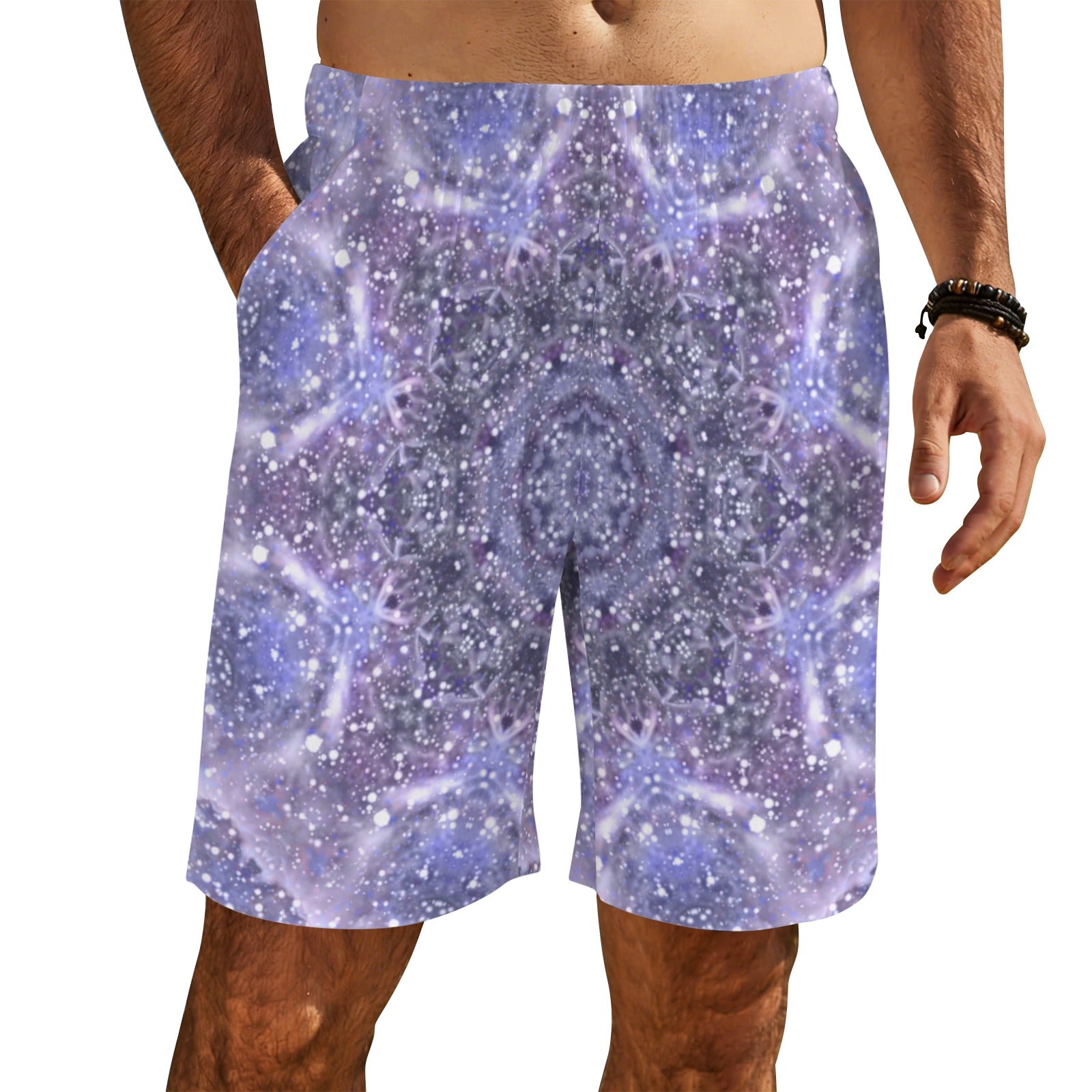 Katerina's Lilac Star Desires Men's All Over Print Beach Shorts (Sets 26) | Ships from USA