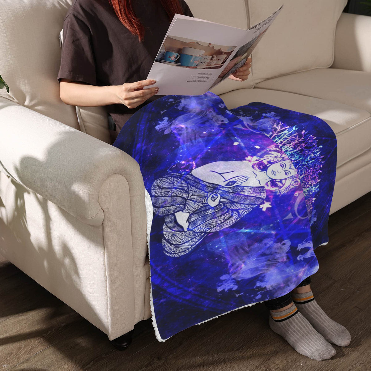 Katerina’s Dragon’s Eye Desires Buddha Meditations Sherpa Fleece Blanket 30" x 40" | Ships from USA