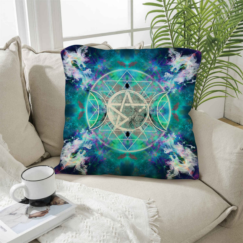 Katerina's Now & Forever Triple Goddess Meditations Linen Throw Pillow 18" x 18" ( 1 Piece ) | Ships from USA