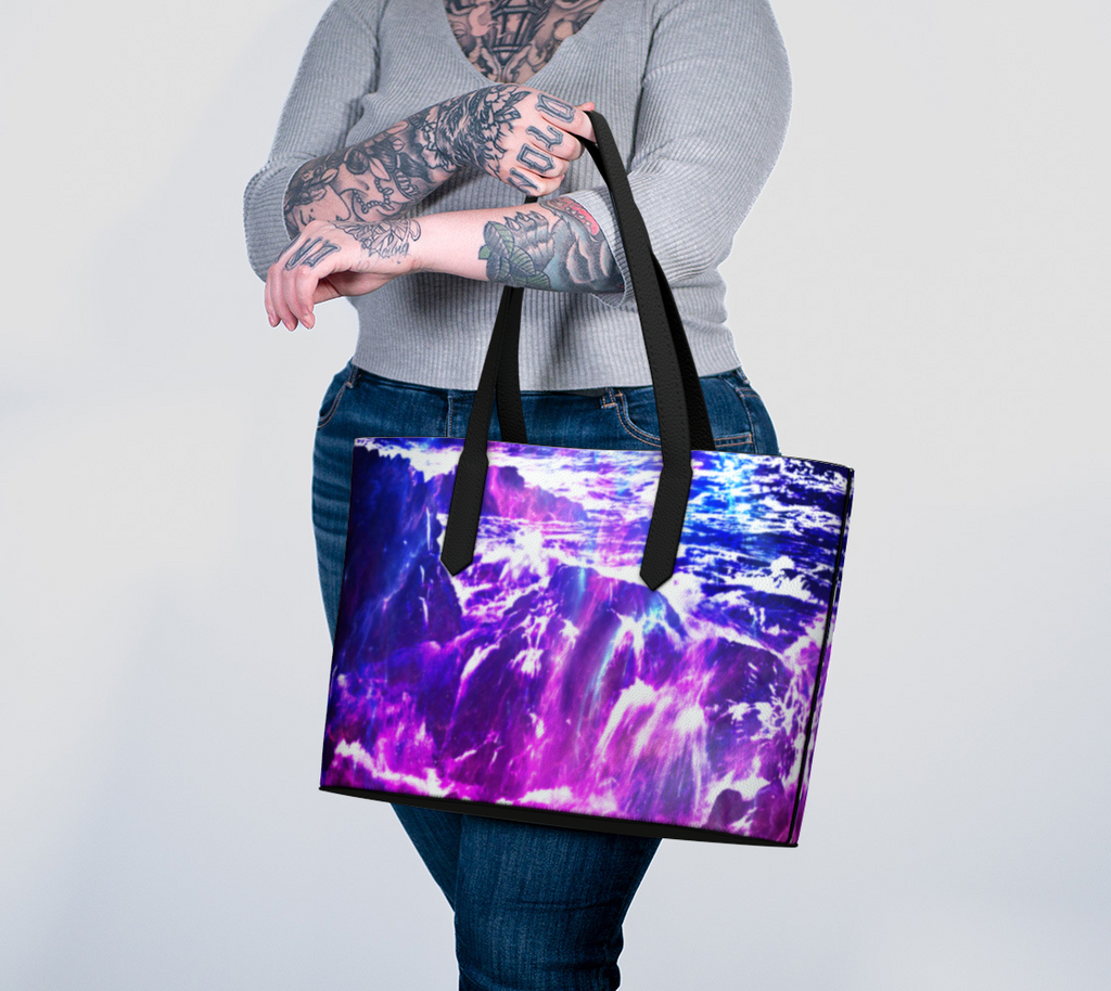Amethyst Cosmic Falls Dreams Vegan Leather Tote Bag