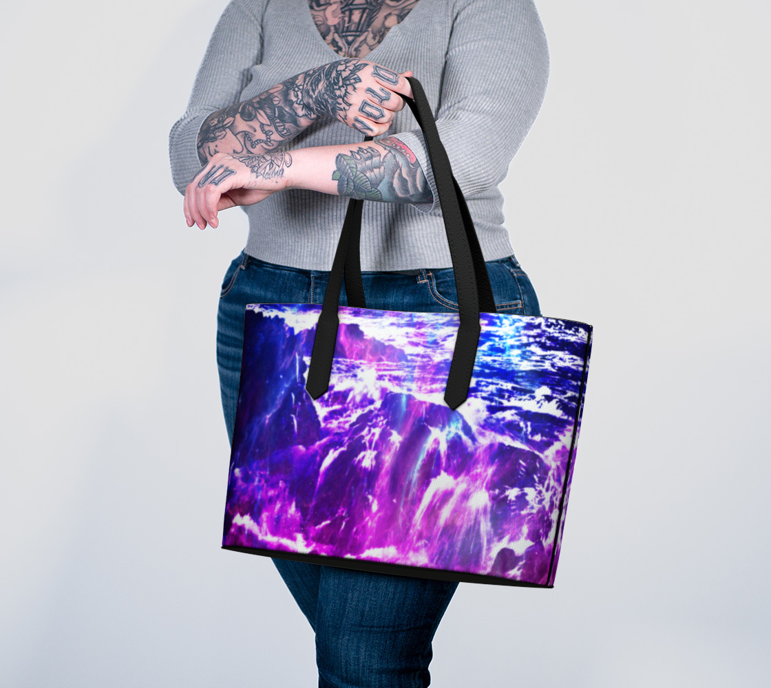 Amethyst Cosmic Falls Dreams Vegan Leather Tote Bag