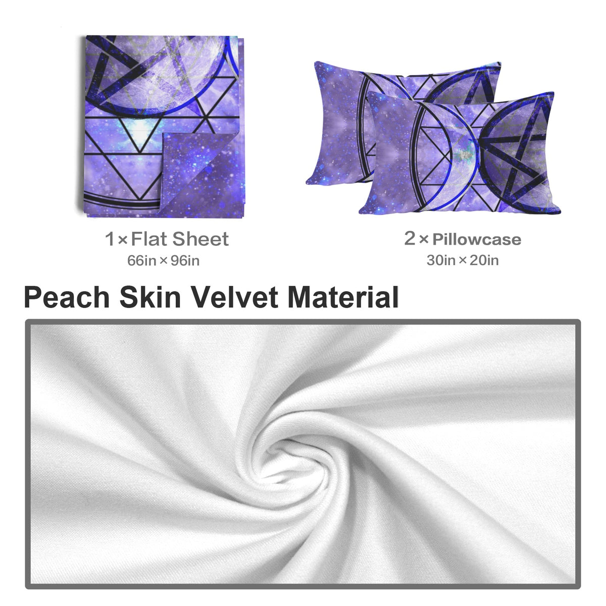Katerina's Triple Goddess Magickal Desires 3-Piece Bedding Set (Bed Sheet + Pillowcases)  | Ships from USA