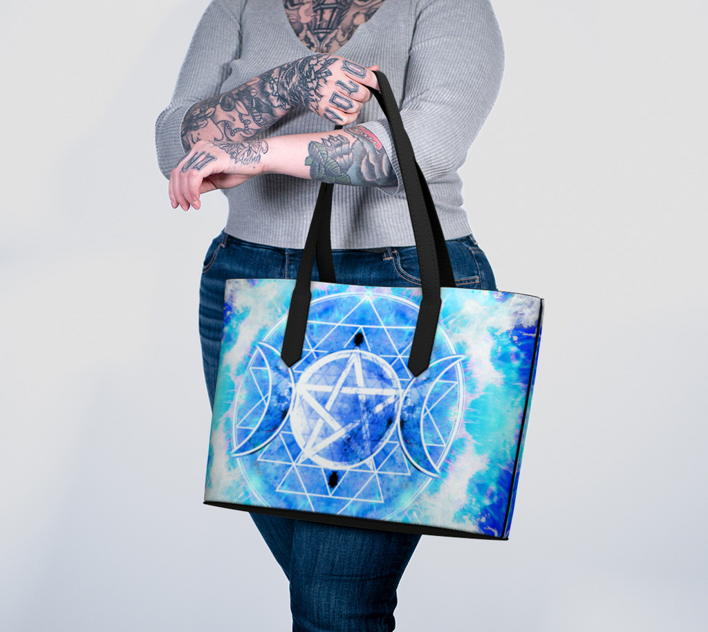 Katerina's Blue Sun Desires Triple Goddess Meditations Vegan Leather Tote Bag